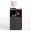 FMD Bedside Cabinet with 2 Drawers and Open Shelf Black