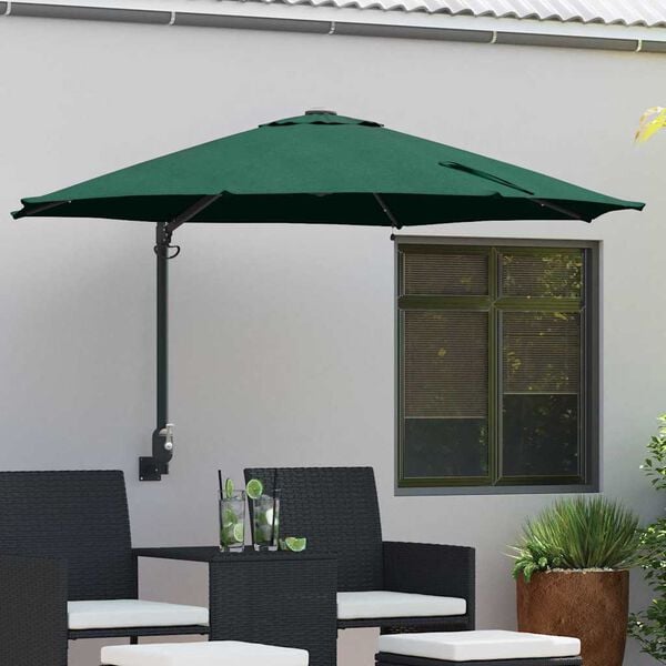 vidaXL Garden Parasol Manual Green and Black 248 x 248 x 148 cm