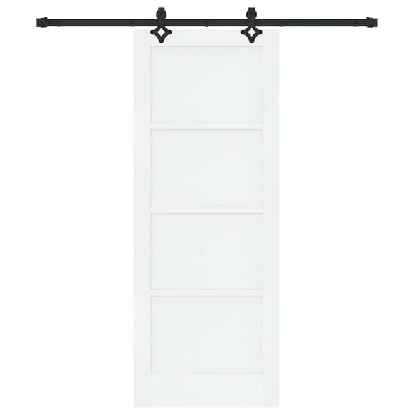 vidaXL Sliding Door White and Black 78 x 202 cm Solid Pine Wood