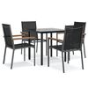 vidaXL 5 Piece Garden Dining Set Black Textilene and Steel