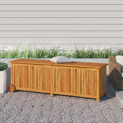 vidaXL Garden Storage Box with Wheels 150x50x58 cm Solid Wood Acacia