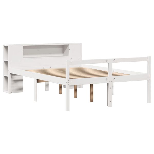 vidaXL Bookcase Bed without Mattress White 140x200 cm Solid Wood Pine