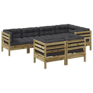 vidaXL 7 Piece Garden Sofa Set with Cushions Impregnated Wood Pine