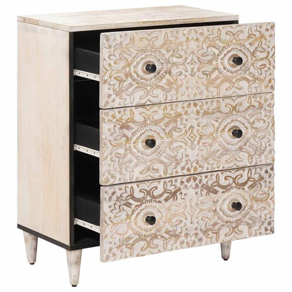 vidaXL Storage Sideboard White 60 x 33.5 x 75 cm Solid Mango Wood