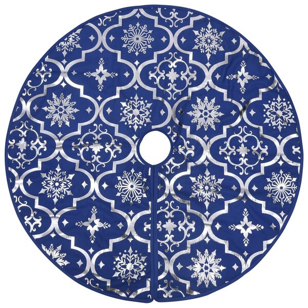 vidaXL Luxury Christmas Tree Skirt with Sock Blue 90 cm Fabric