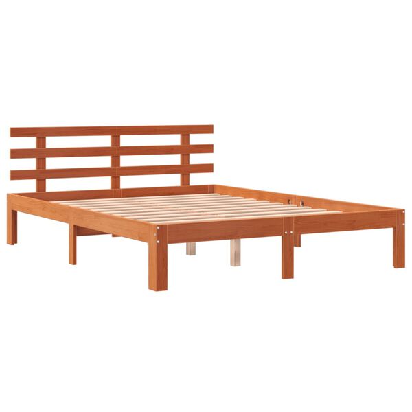 vidaXL Bed Frame without Mattress Wax Brown 120x190 cm Small Double Solid Wood Pine
