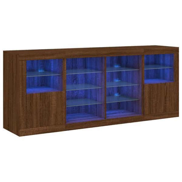 vidaXL Sideboard with LED Lights Brown Oak 163x37x67 cm
