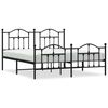 vidaXL Metal Bed Frame without Mattress with Footboard Black 160x200cm