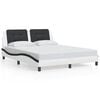 vidaXL Bed Frame with LED without Mattress "Zadar" White and Black 160x200 cm
