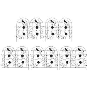 vidaXL Garden Fence 5 pcs Steel Black