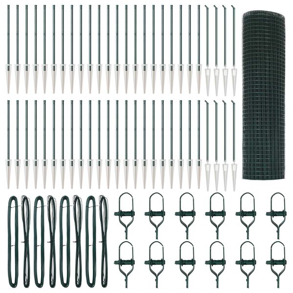 vidaXL Fence Post Green 100 x 0.4 m (12 x 12 mm mesh) Steel and PVC