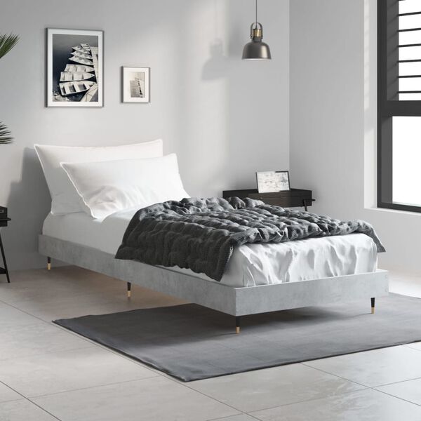 vidaXL Bed Frame without Mattress Concrete Grey 75x190 cm Small Single