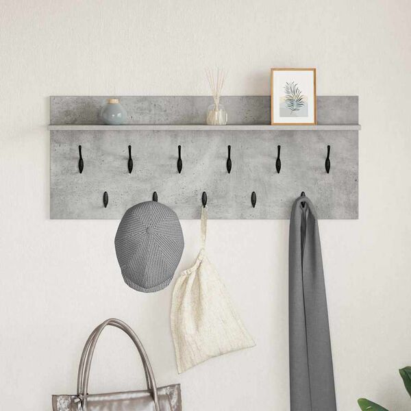 vidaXL Wall-Mounted Coat Rack with Shelf Concrete grey Engineered wood