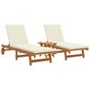 vidaXL Sun Lounger Reclining 2-person 3 pcs Brown Solid Acacia Wood