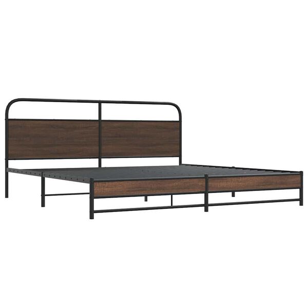 vidaXL Metal Bed Frame without Mattress Brown Oak 193x203 cm