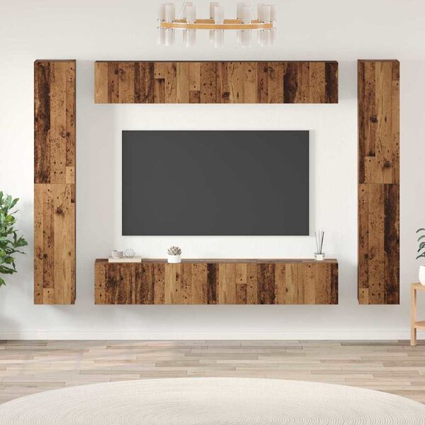 vidaXL TV Cabinet Set Wall-mounted 10 pcs Old Wood Engineered Wood