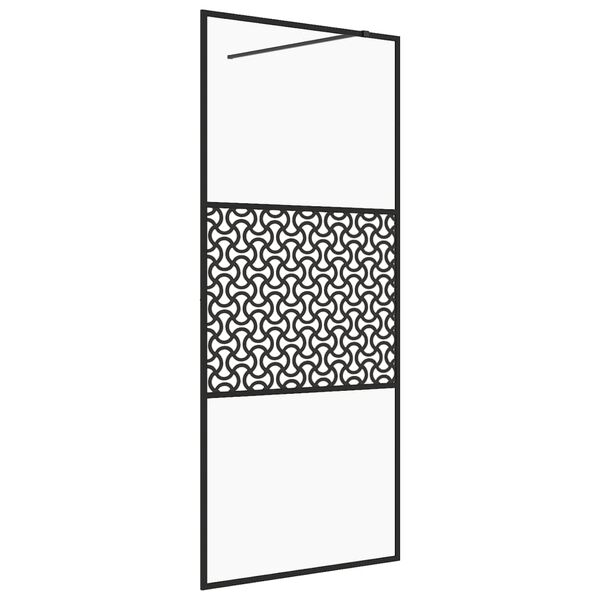 vidaXL Walk-in Shower Wall with Clear ESG Glass 115x195 cm Black
