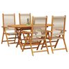 vidaXL Garden Dining Set 5 pcs Beige Solid acacia wood and poly rattan
