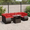 vidaXL 8 Piece Garden Sofa Set with Cushions Brown Poly Rattan Acacia