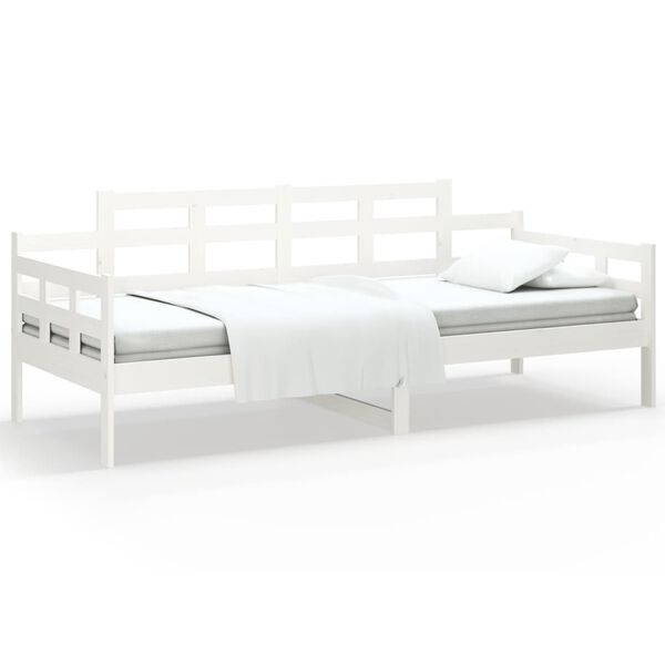 vidaXL Day Bed without Mattress White Solid Wood Pine 90x190 cm Single