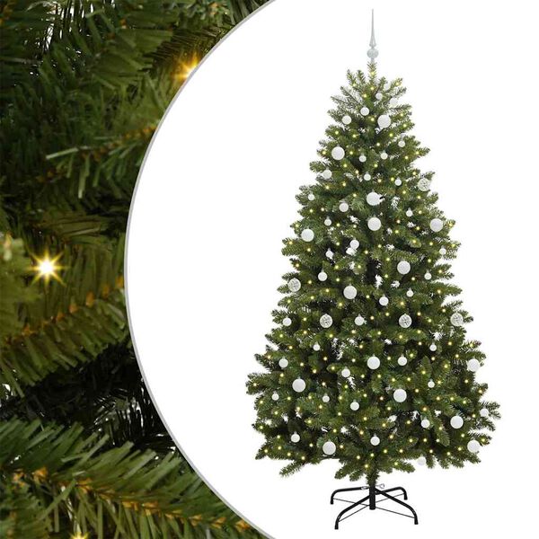vidaXL Artificial Christmas Tree Green 210 cm PVC and Metal