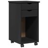 vidaXL Rolling Cabinet 34 x 39 x 65.5 cm Solid Pine Wood Black