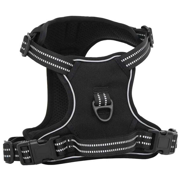 vidaXL Dog Harness with Lead & Collar Adjustable Black L