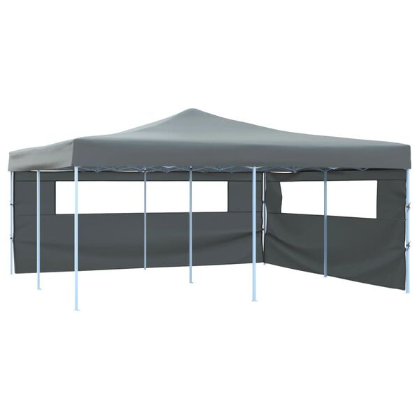 vidaXL Folding Gazebo with 2 Sidewalls 5x5 m Anthracite
