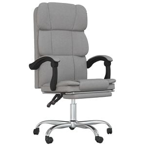 vidaXL Reclining Office Chair Light Grey Fabric