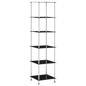 vidaXL 6-Tier Shelf Black 40x40x160 cm Tempered Glass