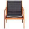 vidaXL Garden Lounge Chair Black Solid Eucalyptus Wood and Textilene