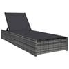 vidaXL Sun Lounger Reclining Grey 200.5 x 70 x 75 cm Poly Rattan
