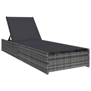 vidaXL Sun Lounger Reclining Grey 200.5 x 70 x 75 cm Poly Rattan