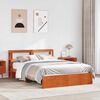 vidaXL Bed Frame with Headboard Wax Brown 120 x 200 cm Solid Pine Wood