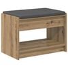 vidaXL Hall Bench with Cushion with Shelf Artisan Oak 63 x 38 x 45 cm