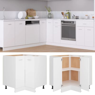 vidaXL Corner Bottom Cabinet White 75.5x75.5x81.5 cm Engineered Wood