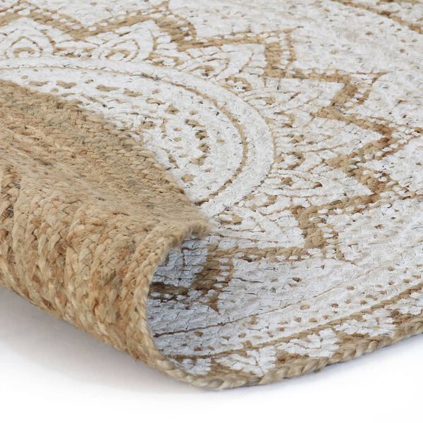vidaXL Area Rug Braided Jute Printed 150 cm Round