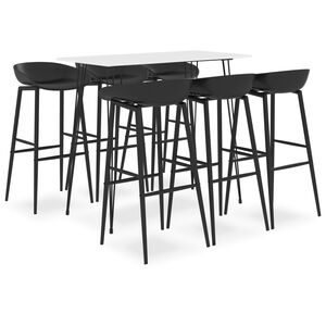 vidaXL Bar Set | White, Black | MDF, Metal | Large | Ergonomic | Bar Set