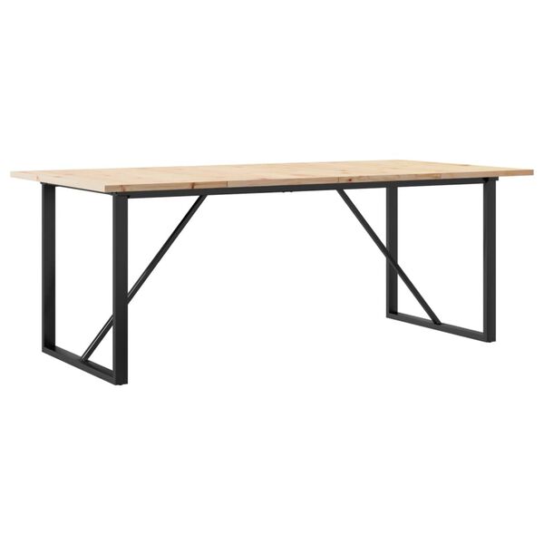 vidaXL Dining Table O-Frame 200x100x75.5 cm Solid Wood Pine and Steel