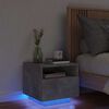 vidaXL Bedside Cabinet with LED Lights Concrete Grey 40x39x37 cm