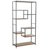 vidaXL Bookshelf | Black and natural wood | Solid firwood and steel