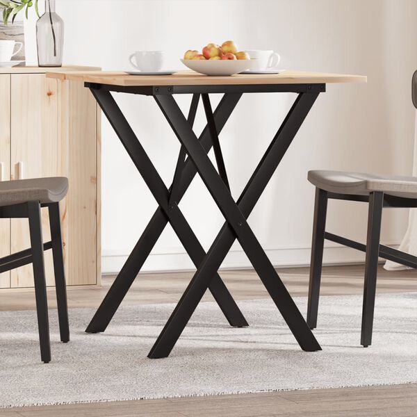 vidaXL Dining Table X-Frame 70x70x75 cm Solid Wood Pine and Steel