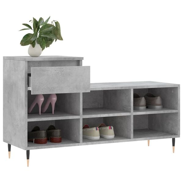 vidaXL Shoe Cabinet Concrete Grey 102x36x60 cm Engineered Wood