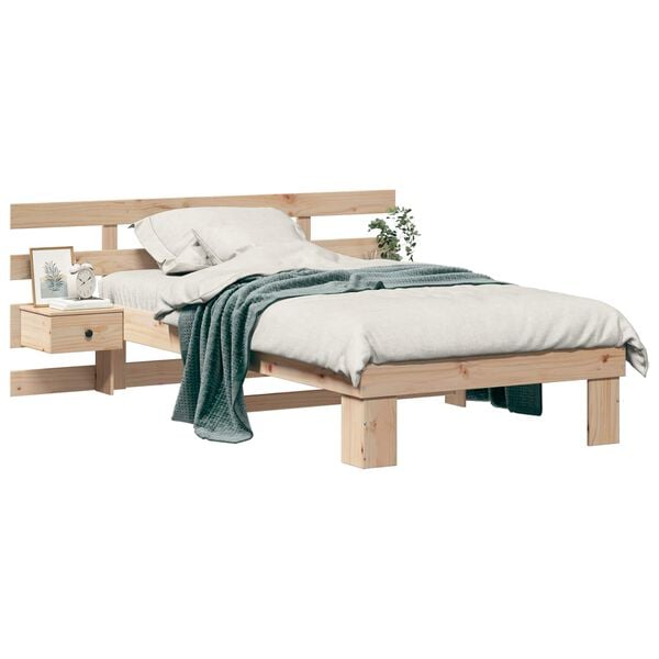 vidaXL Bed Frame with Headboard Brown 80 x 200 cm Solid Pine Wood
