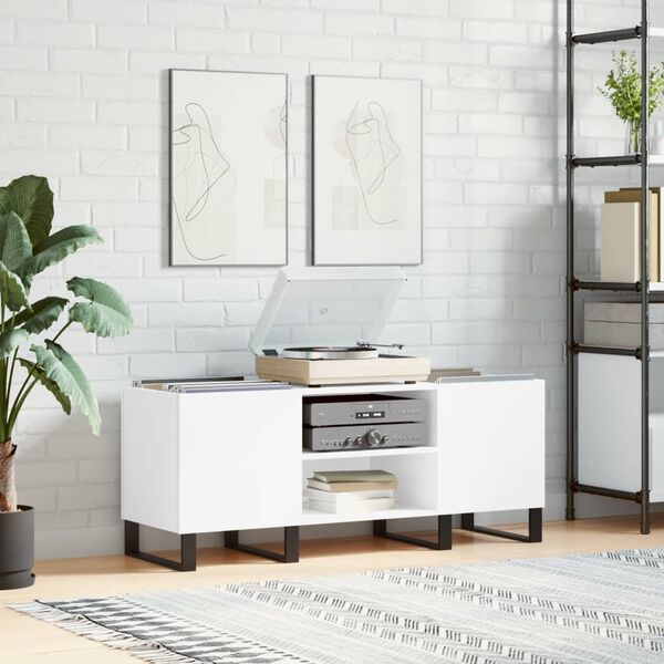 vidaXL Record Cabinet White 121x38x48 cm Engineered Wood