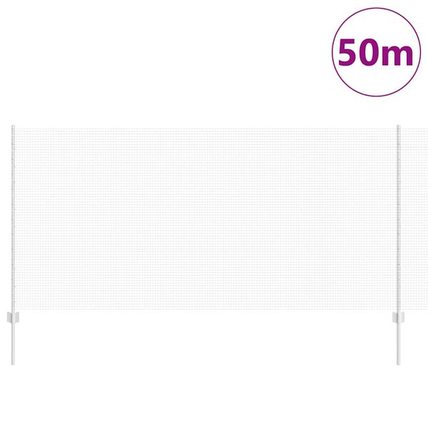 vidaXL Fence with Post Silver 1.2 x 50 m Steel