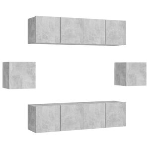 vidaXL 6 Piece TV Cabinet Set Concrete Grey Engineered Wood