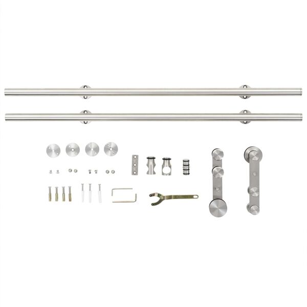 vidaXL Sliding Door Hardware Kit 183 cm Stainless Steel Silver