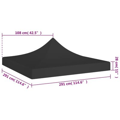 vidaXL Party Tent Roof 3x3 m Black 270 g/m²