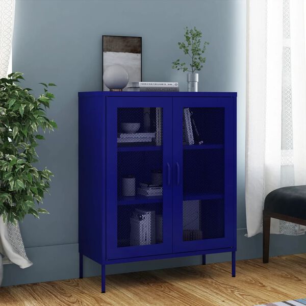 vidaXL Storage Cabinet Navy Blue 80x35x101.5 cm Steel
